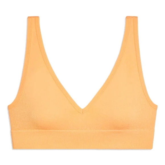 NWT WeWoreWhat Peach Cobbler Solid V-Neck Bra Top M - Picture 5 of 5
